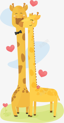 热恋中的情侣爱情热恋长颈鹿情侣矢量图高清图片