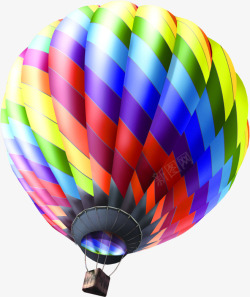 彩色条纹手绘热气球素材