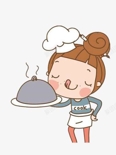 爱烹饪的小女孩png免抠素材_新图网 https://ixintu.com 卡通 厨师 可爱 素材