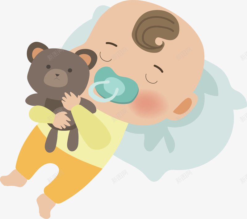 安心睡觉的可爱婴儿矢量图ai免抠素材_新图网 https://ixintu.com 可爱婴儿 婴儿 安心睡觉 抱着娃娃 睡觉婴儿 矢量png 矢量图