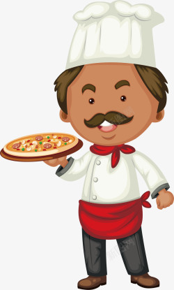 披萨厨师制作美味披萨的厨师矢量图高清图片