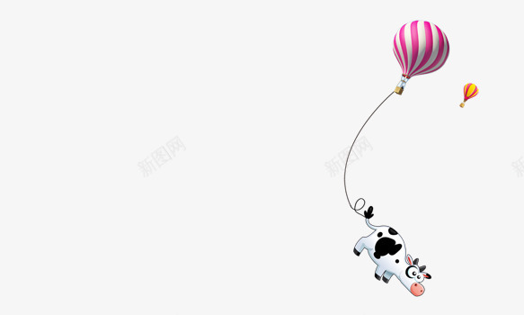 奶牛热气球png免抠素材_新图网 https://ixintu.com 可爱 彩色 斑点 条纹 气球