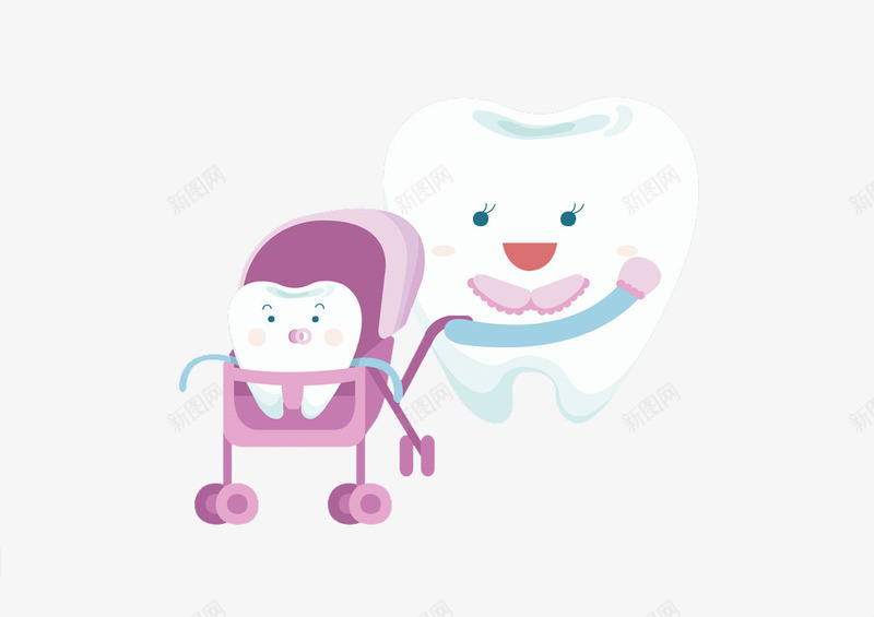 关注牙齿健康png免抠素材_新图网 https://ixintu.com 免费png素材 卡通 婴儿车 爱牙日 牙齿