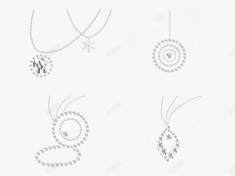 装饰白色水晶花纹png免抠素材_新图网 https://ixintu.com 水晶 白色水晶 白色花纹 矢量花纹 素材 装饰 项链