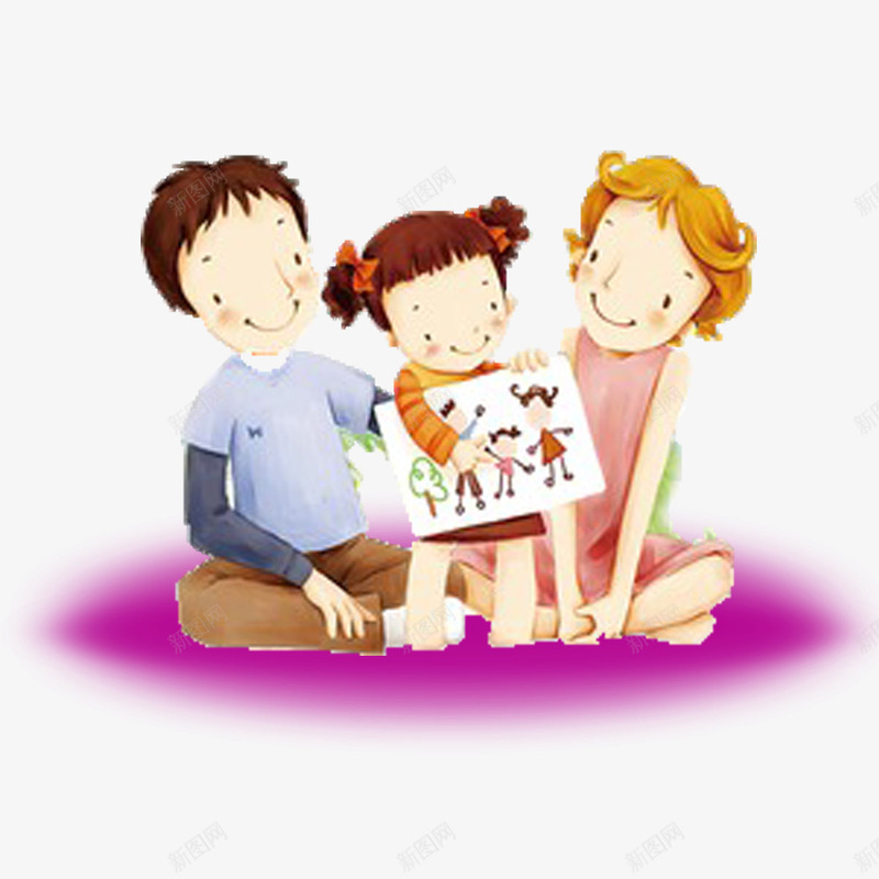 卡通幸福的一家人psd免抠素材_新图网 https://ixintu.com 免抠小孩 卡通 幸福的一家人 画画的孩子