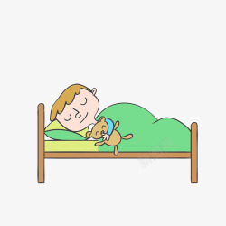 抱着玩偶卡通抱着玩偶睡觉的小男孩高清图片