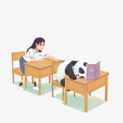 熊猫睡着了可爱插图上课乏力睡着高清图片
