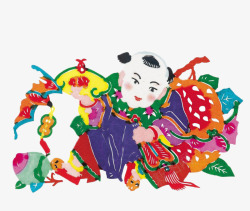 拿扇子的年画娃娃年画娃娃高清图片