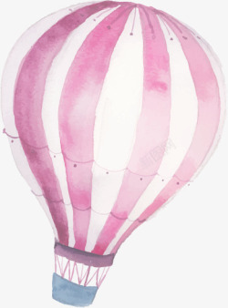 紫色条纹卡通热气球素材