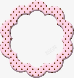 粉色花纹圆环相框素材