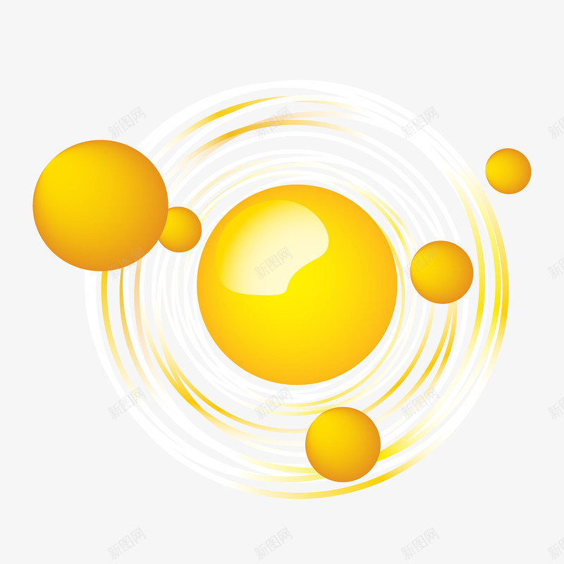 黄色圆球环绕元素矢量图ai免抠素材_新图网 https://ixintu.com 光泽 圆球 扁平化 环绕 科学 纹理 质感 黄色 矢量图