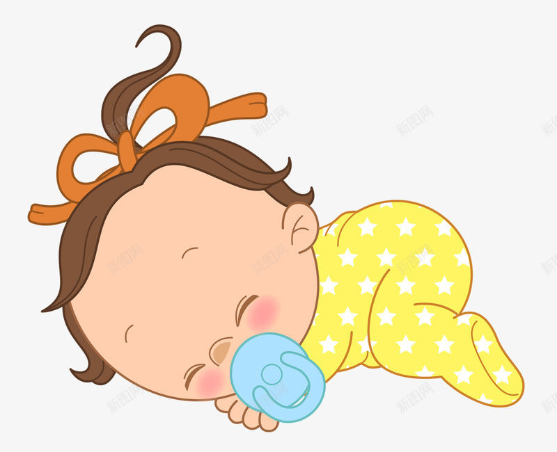 睡觉的婴儿png免抠素材_新图网 https://ixintu.com 卡通 奶嘴 孩子 睡觉