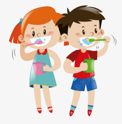 刷牙的小孩素材
