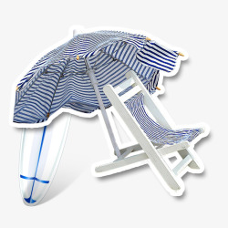 蓝色躺椅遮阳伞素材