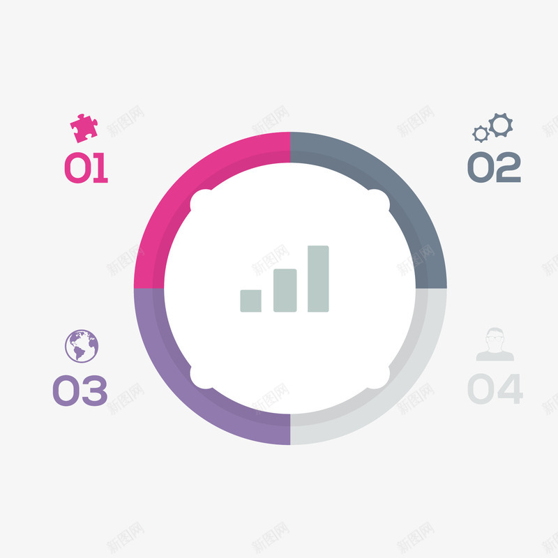 彩色圆环数据png免抠素材_新图网 https://ixintu.com 占比 圆环 彩色 数字 数据 柱形 标签 灰色