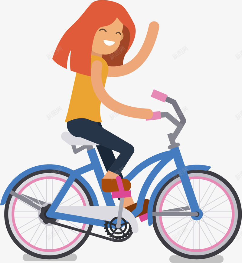 骑共享单车png免抠素材_新图网 https://ixintu.com 共享单车 卡通 女孩 彩色脚踏车 绿色出行 脚踏车 自行车 骑自行车 骑行者 骑车