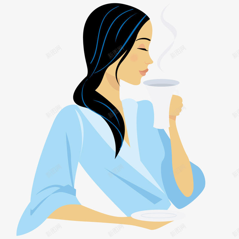喝水的女孩png免抠素材_新图网 https://ixintu.com 卡通 喝水 女孩