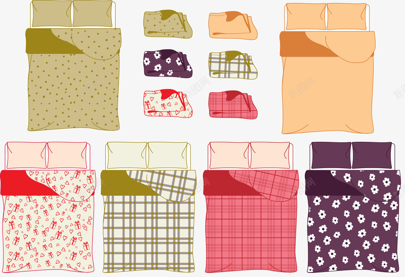 床单被罩png免抠素材_新图网 https://ixintu.com 图案 床单被罩 枕头 生活用品 花朵 颜色