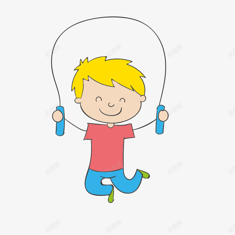 跳绳的小男孩png免抠素材_新图网 https://ixintu.com 卡通人物 卡通小孩 小男孩