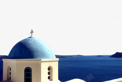 蓝色拱形爱情海教堂屋顶高清图片