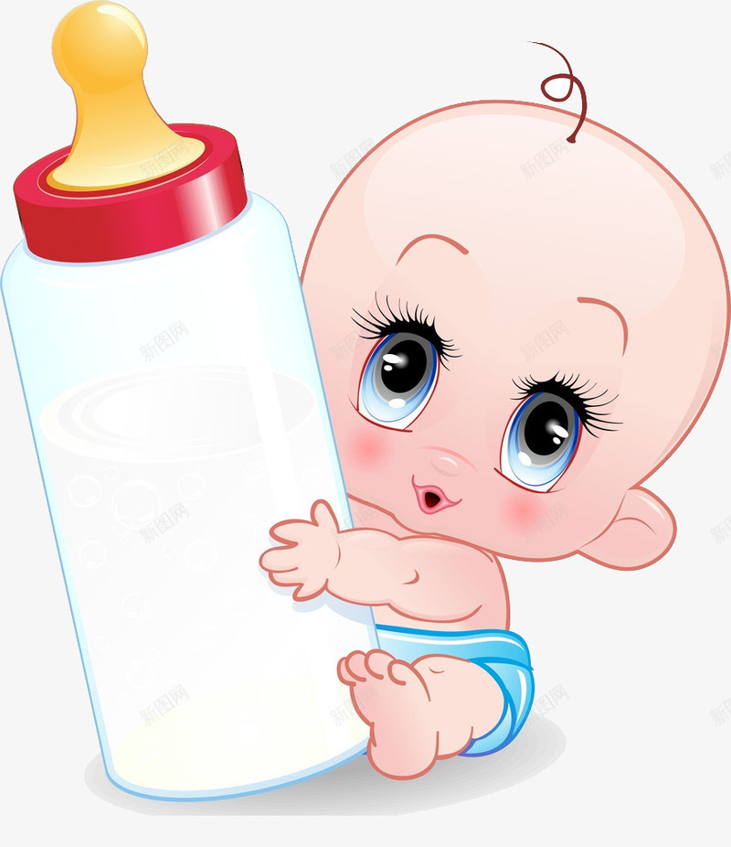 婴儿psd免抠素材_新图网 https://ixintu.com 卡通 呆萌 奶瓶 婴儿