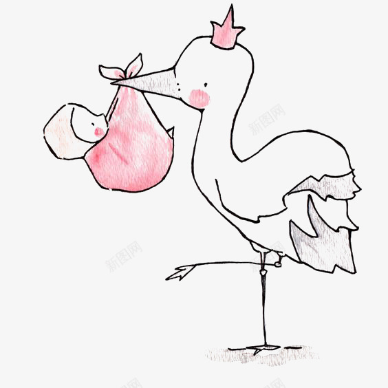 卡通小鹤png免抠素材_新图网 https://ixintu.com 动物 卡通 婴儿 小鹤 手绘 插画 绘本