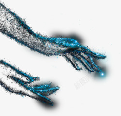 蓝色水晶手臂插画素材