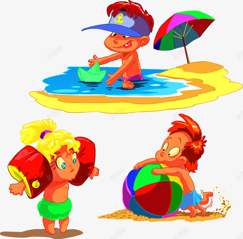 小孩沙滩玩耍png免抠素材_新图网 https://ixintu.com 夏天 小孩 小朋友 沙滩 玩耍