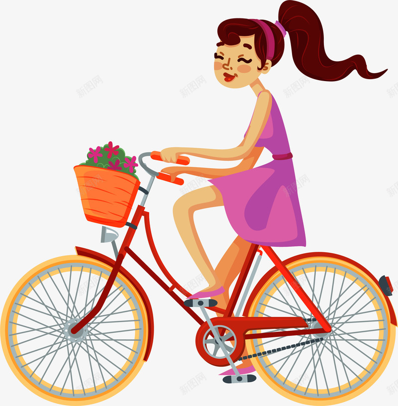 骑自行车年轻女孩png免抠素材_新图网 https://ixintu.com 共享单车 卡通 年轻女孩 彩色脚踏车 绿色出行 骑脚踏车 骑自行车 骑行者 骑车 骑车出行