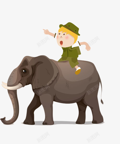 骑大象的小孩psd免抠素材_新图网 https://ixintu.com 大象 男孩 骑大象