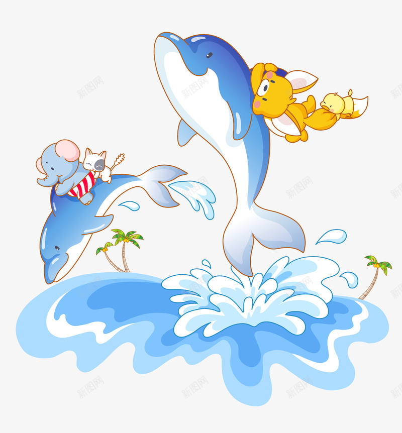 可爱动物生活主题矢量图ai免抠素材_新图网 https://ixintu.com 可爱动物 大海 海豚 生活主题 矢量图