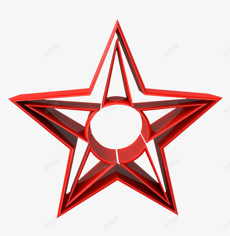 3D红色五角星png免抠素材_新图网 https://ixintu.com 3D 字符 按钮符号 标志 红色五角星 红色素材