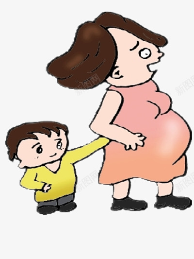 小孩和孕妇妈妈png免抠素材_新图网 https://ixintu.com 人物 卡通 彩色 简单