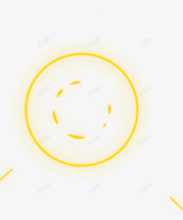 黄色发光圆环装饰png免抠素材_新图网 https://ixintu.com 发光 圆环 装饰 黄色