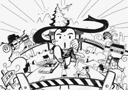 冲刺小孩手绘奔跑高清图片