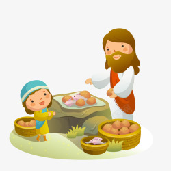 耶稣复活与小孩食物素材