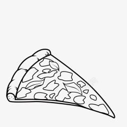 一片披萨手绘黑色线描一片披萨高清图片