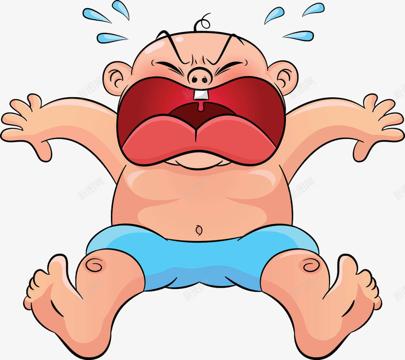 卡通婴儿插图png免抠素材_新图网 https://ixintu.com 前牙 哭闹 嘴巴 大白牙 婴儿 牙齿 男孩 裸体 门牙