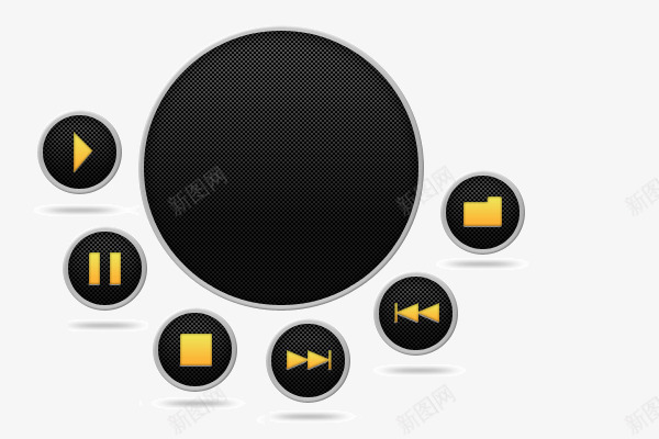 黑色圆环装饰png免抠素材_新图网 https://ixintu.com 圆环 播放器 页面装饰 黑色