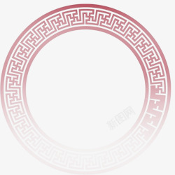 红色中国风花纹圆环素材