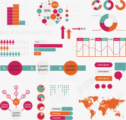 各种彩色的数据统计图矢量图素材