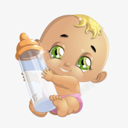 抱奶瓶的大眼睛婴儿素材