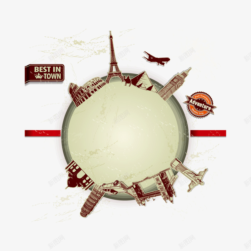 旅行全球圆环装饰图案矢量图ai免抠素材_新图网 https://ixintu.com 全球 圆环 旅行 矢量图免费下载 装饰图案 矢量图