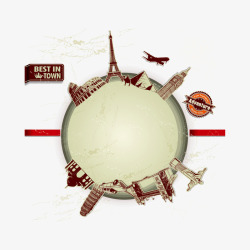 旅行全球圆环装饰图案矢量图素材