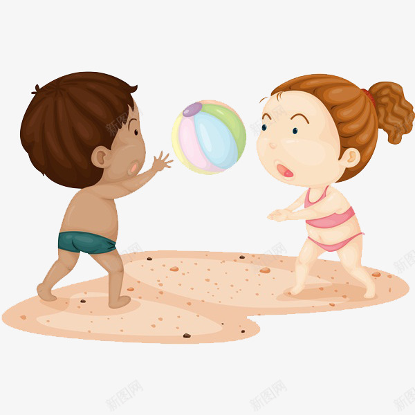 沙滩上的孩子png免抠素材_新图网 https://ixintu.com 卡通 可爱的 小孩 手绘 沙滩 简笔