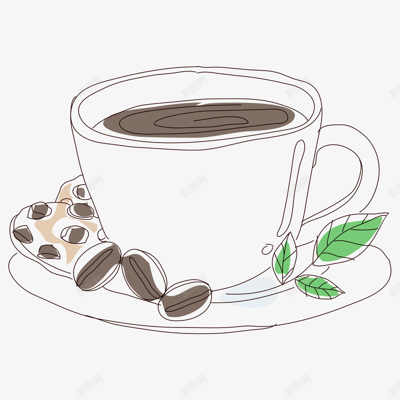 手绘精美简笔画咖啡png免抠素材_新图网 https://ixintu.com 咖啡 咖啡豆 杯子 简图 简笔画 素描 美味的