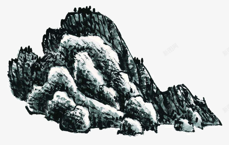 手绘山石png免抠素材_新图网 https://ixintu.com 国画山石 山石画 山石画法 水墨山石 泼墨山石 笔墨技法 芥子园画谱