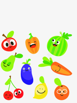 彩色的各种卡通蔬菜素材
