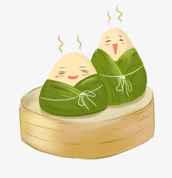 蒸笼上美味的蒸笼上的粽子卡通图高清图片
