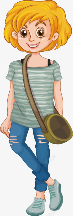破洞牛仔裤女孩素材